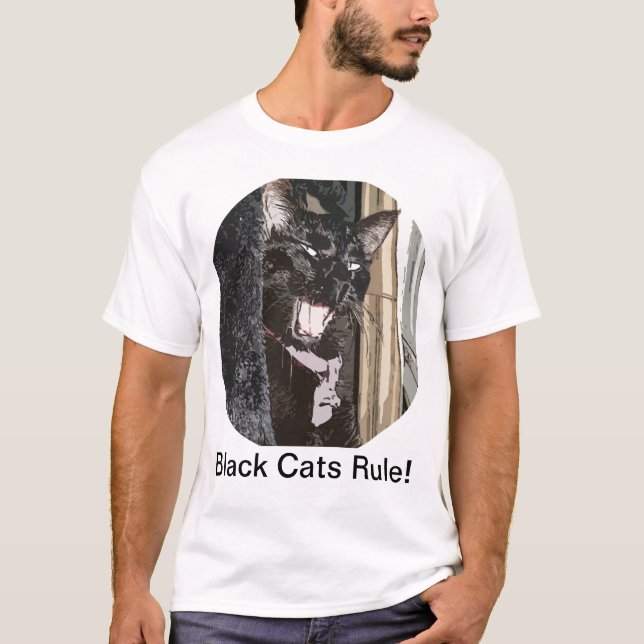 Camiseta Regra dos gatos pretos! (Frente)