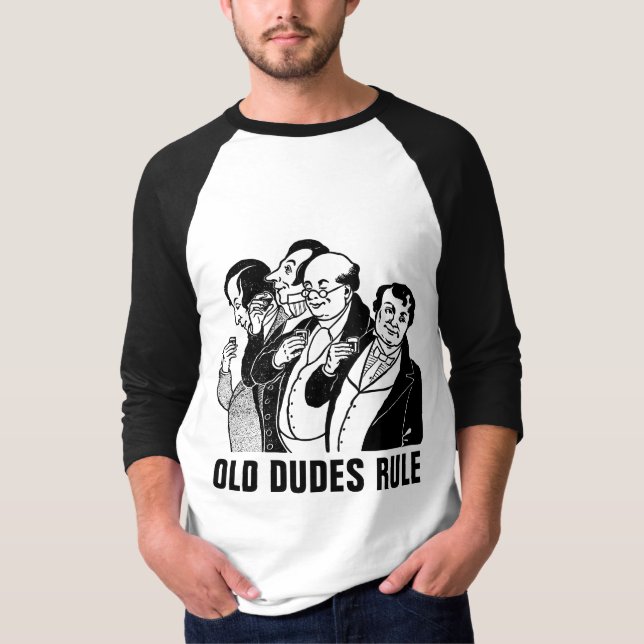 Camiseta REGRA DOS VELHOS, T-shirts masculinas engraçadas (Frente)