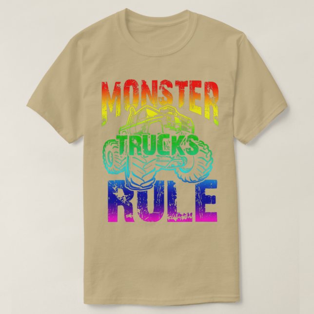Camiseta Regra Monster Trucks no topo do Rainbow 2 (Frente do Design)