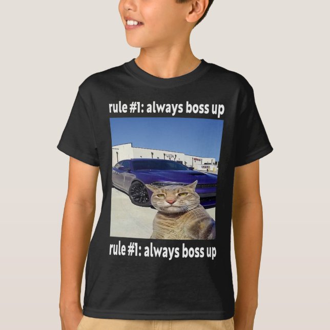 Camiseta Regra Nº 1 Sempre Chefe De Memória De Gato Engraça (Frente)
