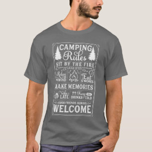 Camiseta Regras de Acampamento Amante de Acampamento Fogo d