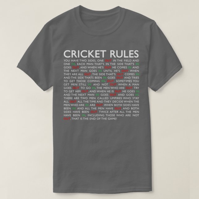 Camiseta Regras de Críquete (Frente do Design)