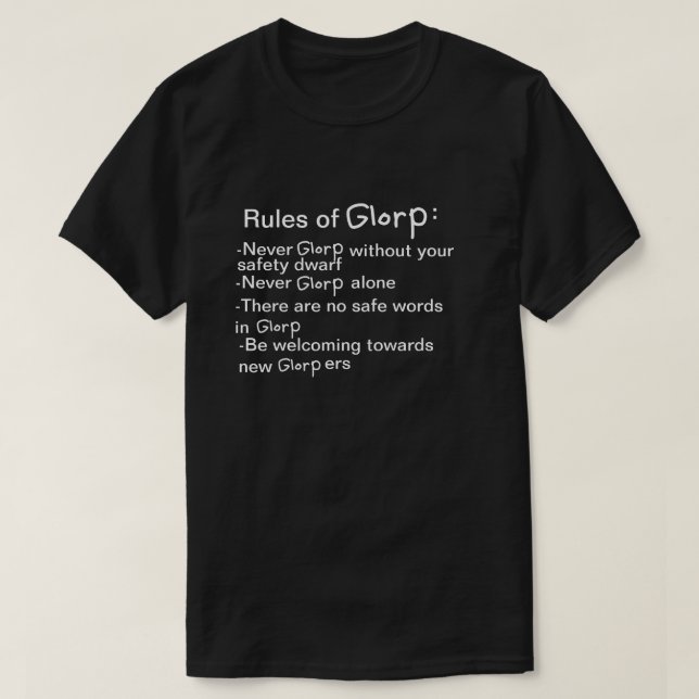 Camiseta Regras de Glorp (Frente do Design)