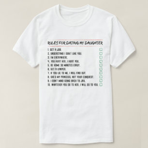 Camiseta Regras de pai para o Namorando Minha Lista de Veri