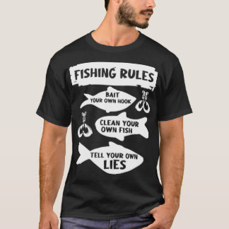 Camiseta Regras de pesca, pescadores Engraçados 