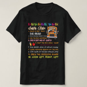 Camiseta Regras de Segurança de Ônibus Escolar em Camisa,