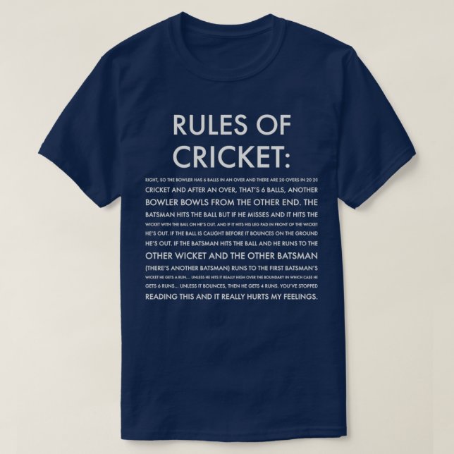 Camiseta Regras Do Cricket Funny 4 (Frente do Design)
