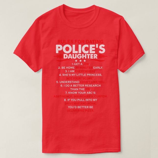 Camiseta Regras Para As Políticas De Namorando Filha Orgulh (Frente do Design)