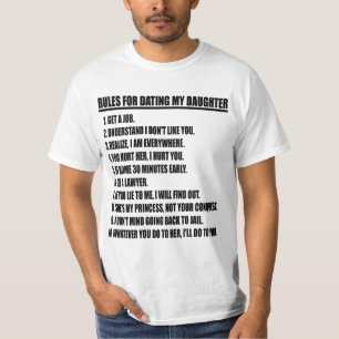 Camiseta Regras para datar meu t-shirt do branco da filha