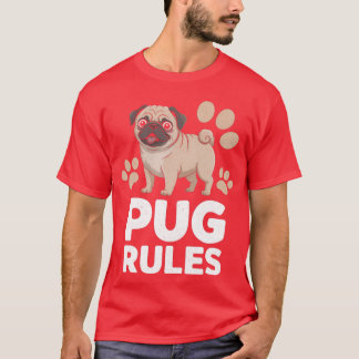 Camiseta Regras Pug Adestrador de Cães Criador de Animais d