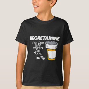 Camiseta Regretamina Cita Garrafa de Receita de Mídia Socia