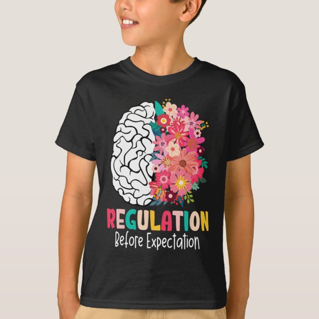 Camiseta Regulação Antes das Expectativas Cérebro Flores Si (Frente)