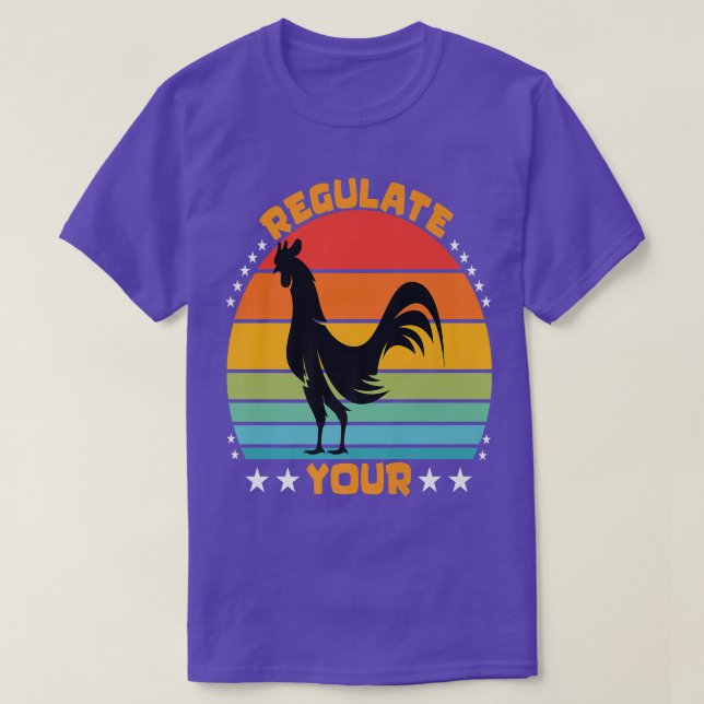 Camiseta Regule seu galo de galinha retrô Sunset Premium (Frente do Design)