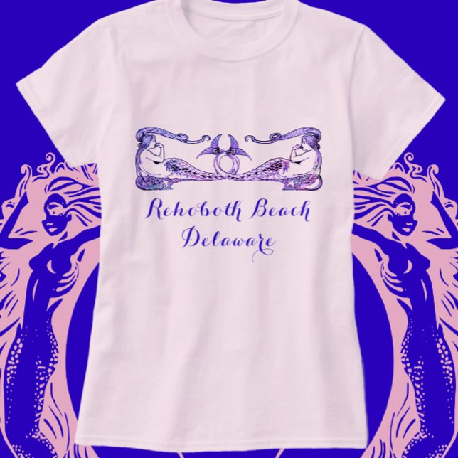Camiseta Rehoboth Beach Delaware Art Deco Sereias (Criador carregado)