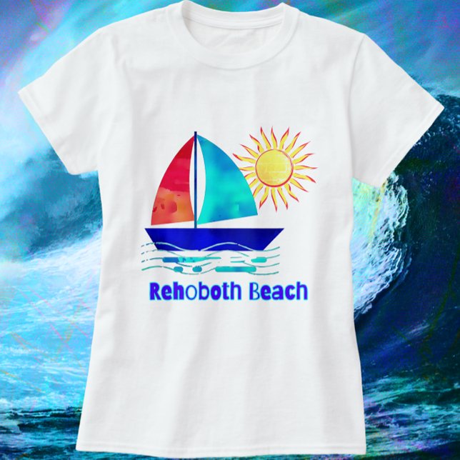 Camiseta Rehoboth Beach Delaware Watercolor Bonito (Rehoboth Delaware Vacation Souvenir shirt with color choices)