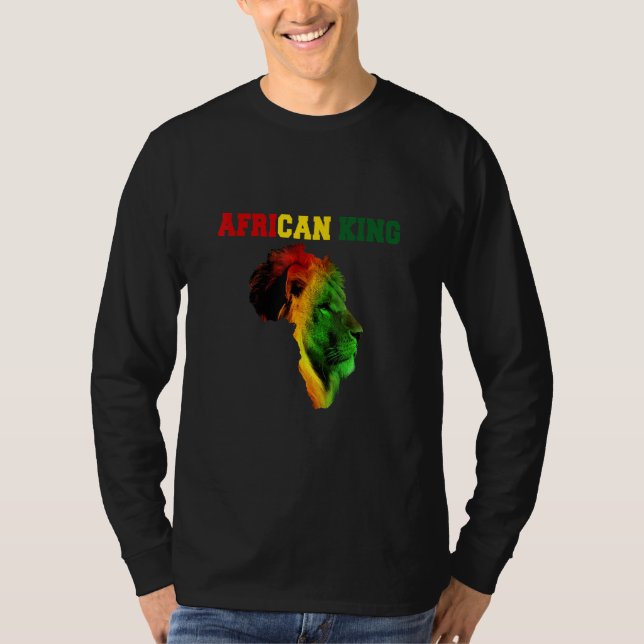 Camiseta Rei Africano História Negra Mês Lion África Bandei (Frente)