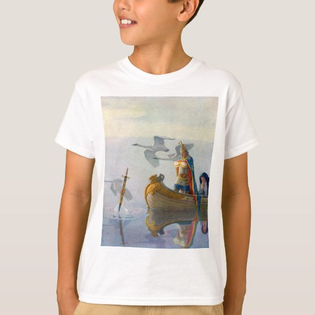 Camiseta Rei Arthur & Excalibur, C. 1922 por N.C Wyeth (Frente)