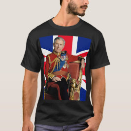 Camiseta Rei Carlos III com bandeira britânica