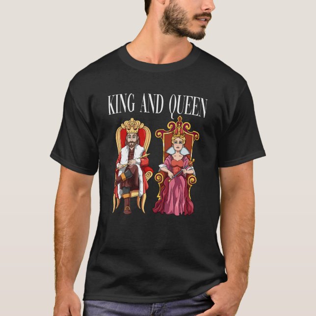 Camiseta Rei com Rainha com Coroa no Trono (Frente)