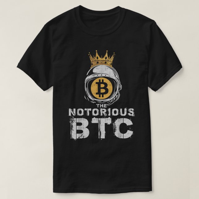 Camiseta Rei Criptográfico Astronauta Bitcoin Design (Frente do Design)