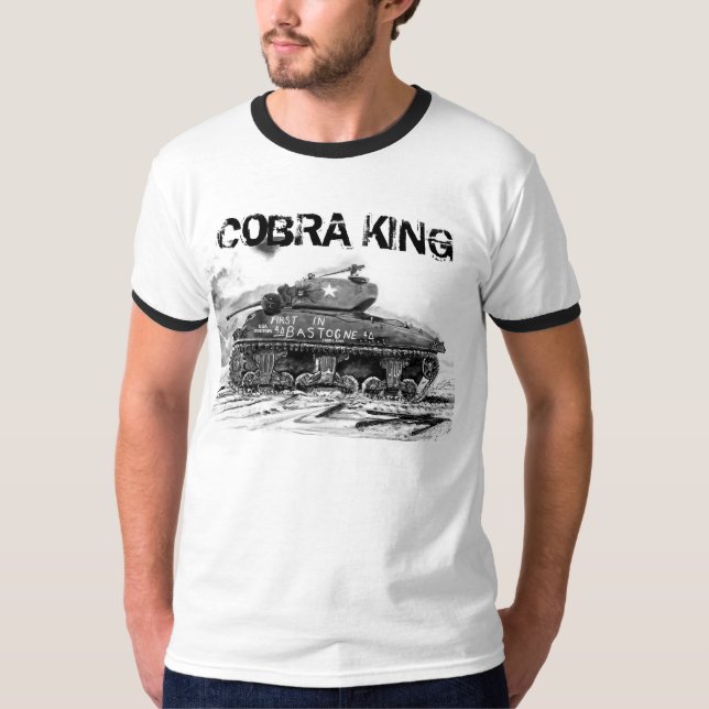 Camiseta Rei da cobra, pintura do tanque de WWII M4 Sherman (Frente)