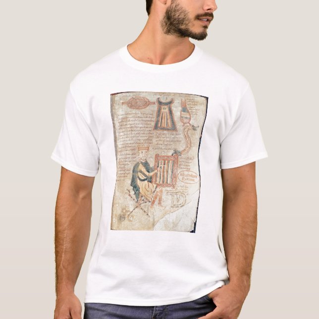 Camiseta Rei David que joga um saltério de um psalter (Frente)