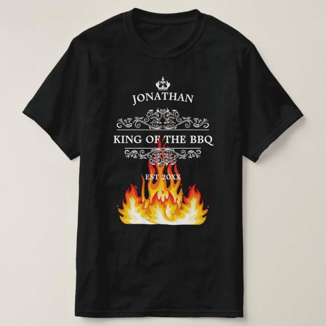 Camiseta Rei do CHURRASCO Engraçado Citação Personalizada N (Frente do Design)
