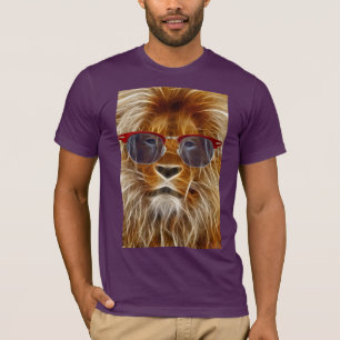 Camiseta rei do leão do tshirt selvagem do fractal do gato