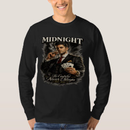 Camiseta Rei do Pôquer à Meia-Noite Mafia Estilo Manga Long