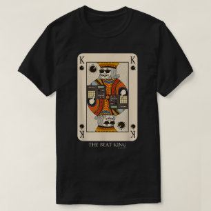 Camiseta Rei do Ritmo Design de Carta de Baralho de DJ