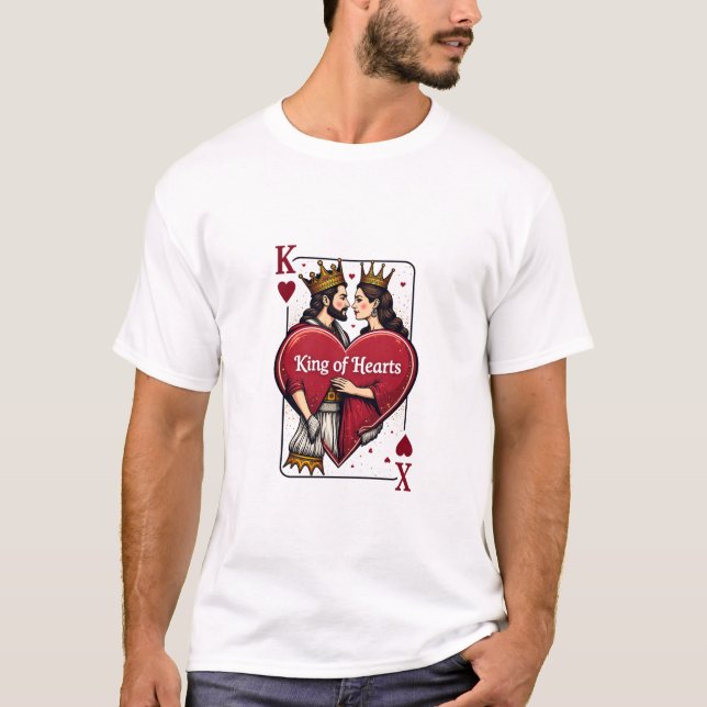 Camiseta Rei dos Corações - Design de Amor Real (Frente)