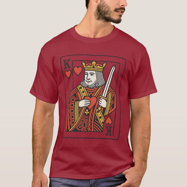 Camiseta Rei dos Corações - Vermelho Regal e Dourado (Frente)