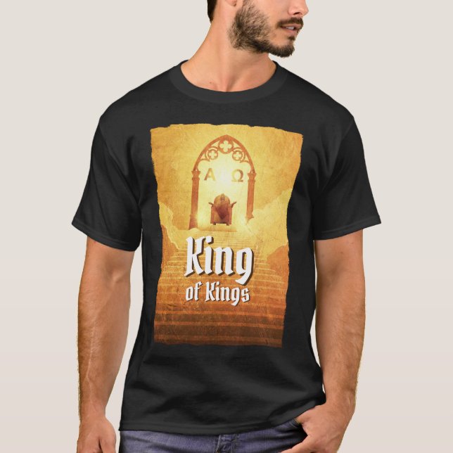 Camiseta Rei Dos Reis | Jesus Cristo no trono preto (Frente)