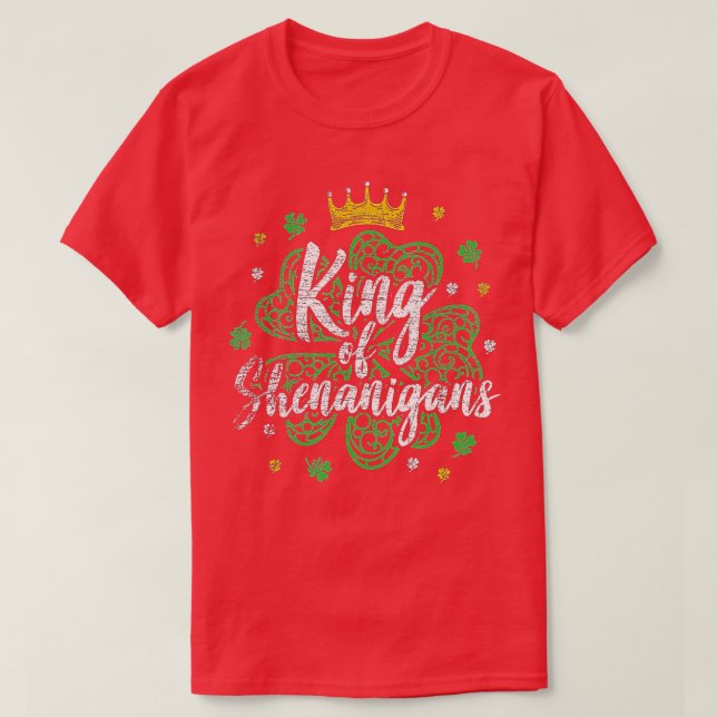 Camiseta Rei dos Shenanigans - Dia Engraçado de São Patríci (Frente do Design)