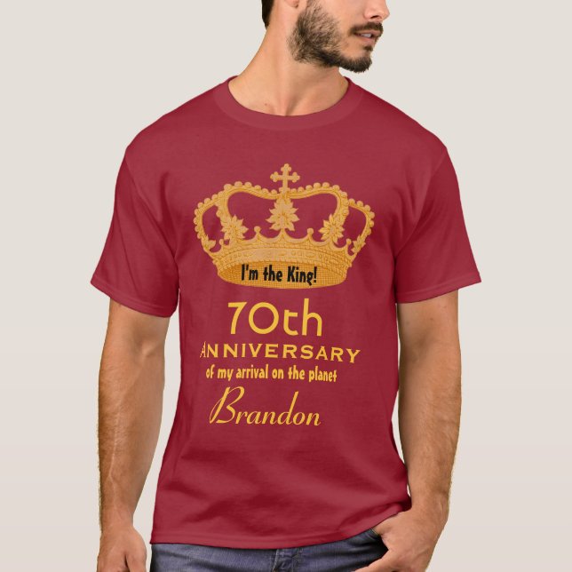 Camiseta rei ENGRAÇADO do aniversário do aniversário do 70 (Frente)