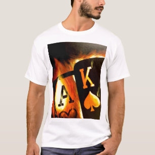 Camiseta Rei flamejante liso grande T-shirt do ás da arte