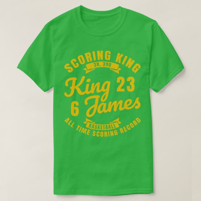 Camiseta Rei James O Rei dos Pontos Basquete Texto Dourado (Frente do Design)