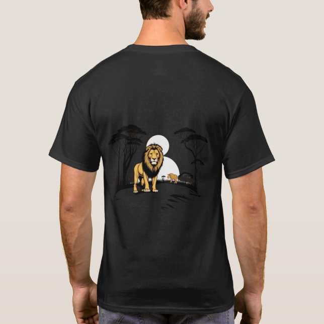 Camiseta Rei Leão Africano Savana Paisagem Preto  (Verso)