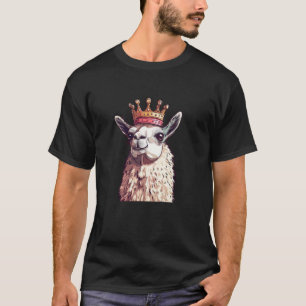 Camiseta Rei Lhama Engraçado com um Traje de Coroa Dourada