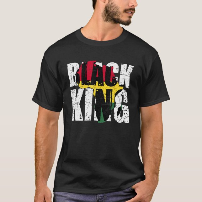 Camiseta Rei Negro África Mapa da História Negra Mês África (Frente)