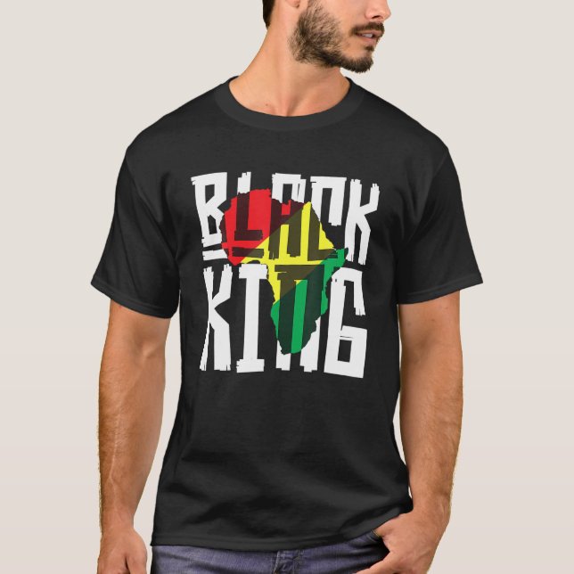 Camiseta Rei Negro para Homens História Mês África Triba (Frente)