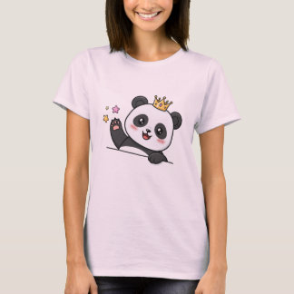 Camiseta Rei Panda Fofo Cartoon – Panda Peeki Coroa Kawaii