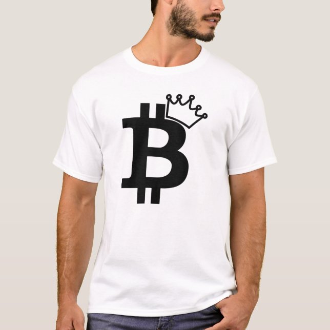 Camiseta Rei Preto Logotipo Projeto de Bitcoin (Frente)