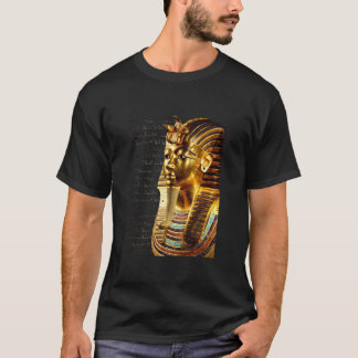 Camiseta Rei Tutancâmon com Hieróglifos Dourado e Preto
