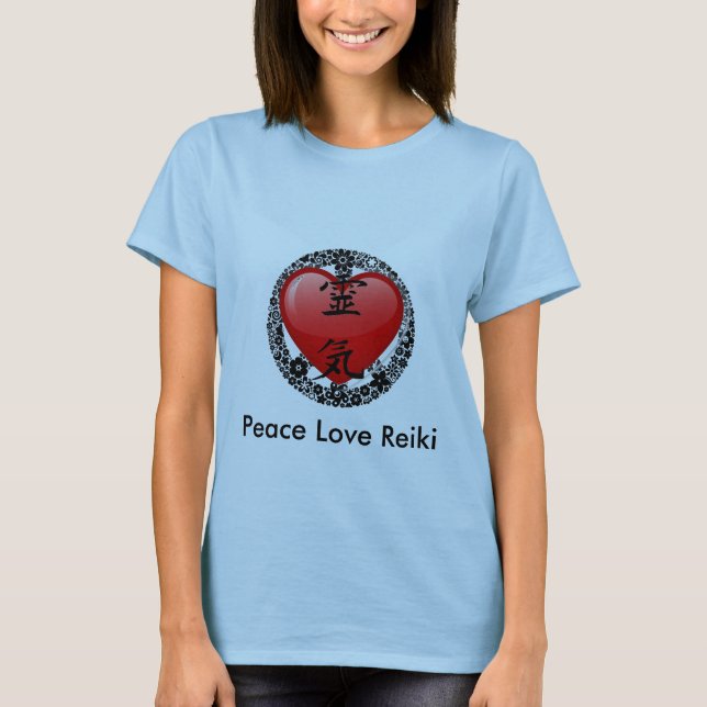 Camiseta Reiki-opção 2 do amor da paz (Frente)