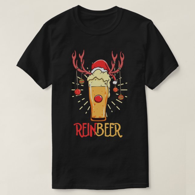 Camiseta Rein Beer Reindeer Beer No Dia De Natal Celebr (Frente do Design)
