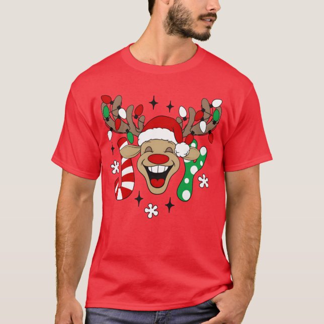 Camiseta Rein Rudolph Christmas Ugly Christmas Sweater (Frente)