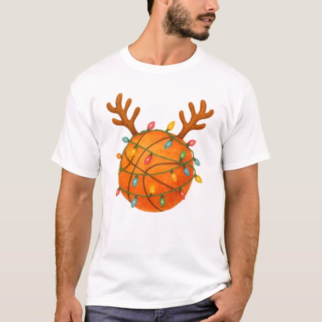 Camiseta Reinador de Basquete Lua de Natal Engraçado Esport (Frente)
