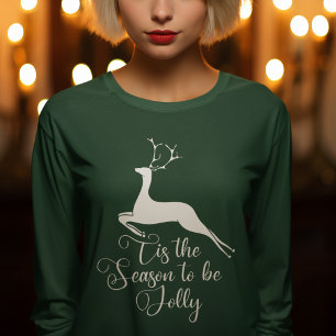Camiseta Reinador de Natal Elegante Leve Longa