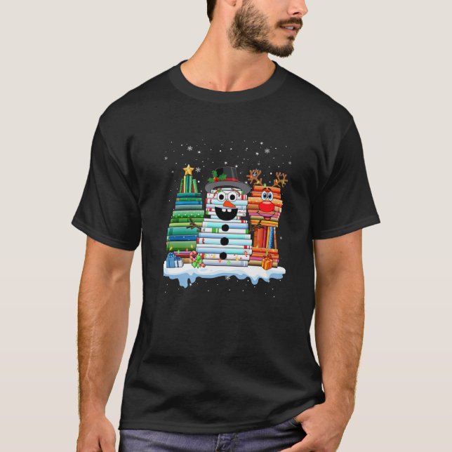 Camiseta Reinador de Pilha de Natal do Livro Bibliotecário (Frente)